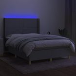 világosszürke szövet rugós és LED-es ágy matraccal 140x190 cm