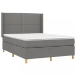 sötétszürke szövet rugós és LED-es ágy matraccal 140x190 cm