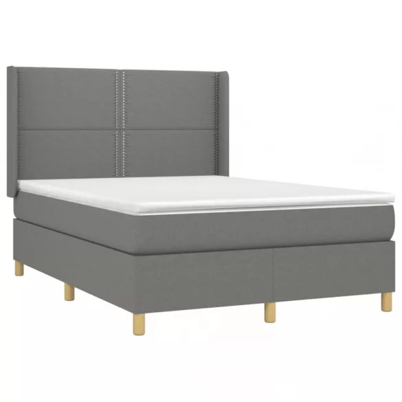 sötétszürke szövet rugós és LED-es ágy matraccal 140x190 cm
