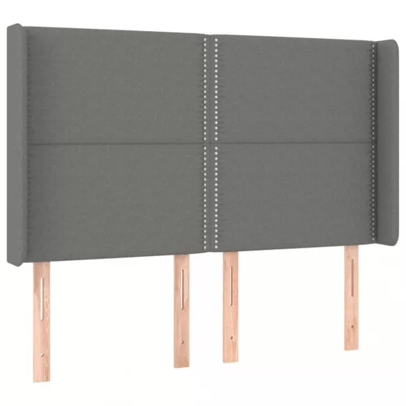 sötétszürke szövet rugós és LED-es ágy matraccal 140x190 cm