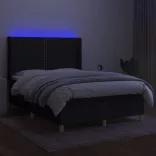 fekete szövet rugós és LED-es ágy matraccal 140x190 cm