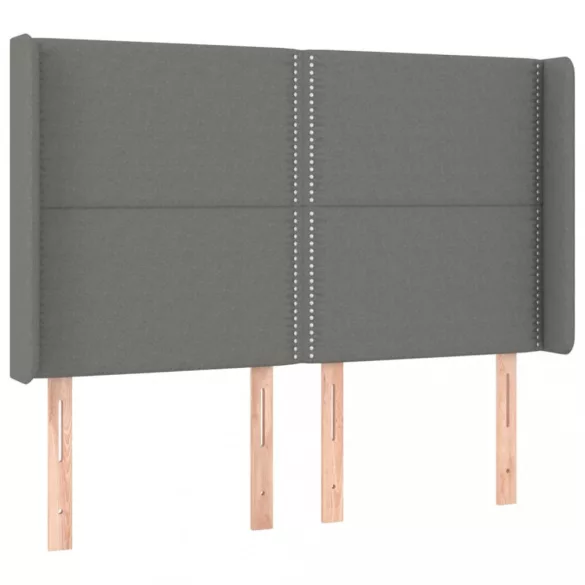 sötétszürke szövet rugós és LED-es ágy matraccal 140x200 cm