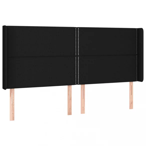 fekete szövet rugós és LED-es ágy matraccal 160x200 cm