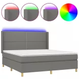 sötétszürke szövet rugós és LED-es ágy matraccal 180 x 200 cm