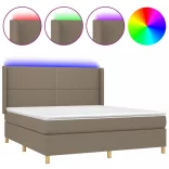 tópszínű szövet rugós és LED-es ágy matraccal 180 x 200 cm