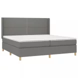 sötétszürke szövet rugós és LED-es ágy matraccal 200x200 cm