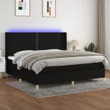 fekete szövet rugós és LED-es ágy matraccal 200x200 cm