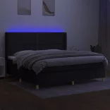 fekete szövet rugós és LED-es ágy matraccal 200x200 cm