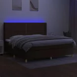barna szövet rugós és LED-es ágy matraccal 200x200 cm