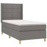 sötétszürke szövet rugós és LED-es ágy matraccal 80 x 200 cm