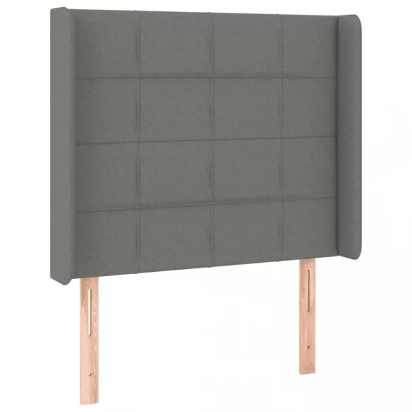 sötétszürke szövet rugós és LED-es ágy matraccal 80 x 200 cm