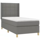 sötétszürke szövet rugós és LED-es ágy matraccal 100x200 cm
