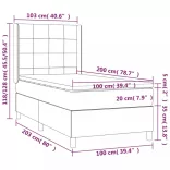 fekete szövet rugós és LED-es ágy matraccal 100x200 cm