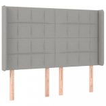 világosszürke szövet rugós és LED-es ágy matraccal 140x190 cm