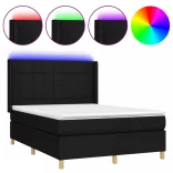 fekete szövet rugós és LED-es ágy matraccal 140x190 cm