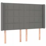 sötétszürke szövet rugós és LED-es ágy matraccal 140x200 cm