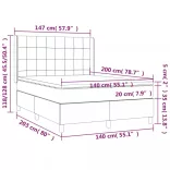 sötétszürke szövet rugós és LED-es ágy matraccal 140x200 cm