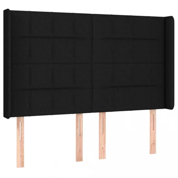 fekete szövet rugós és LED-es ágy matraccal 140x200 cm