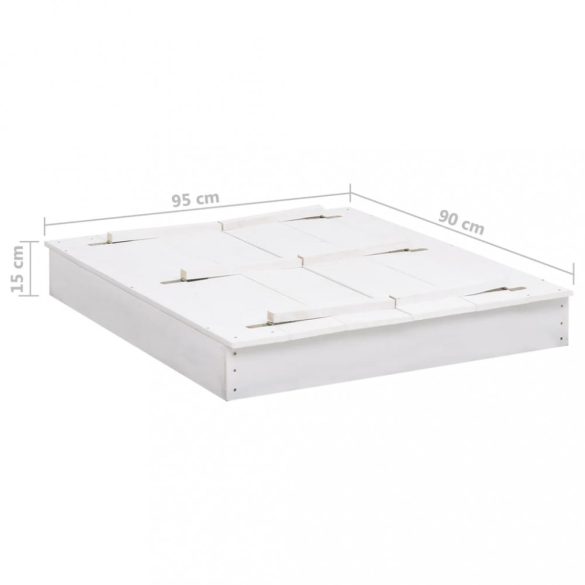 fehér fenyőfa homokozó 95 x 90 x 15 cm