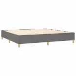 sötétszürke szövet rugós és LED-es ágy matraccal 200x200 cm