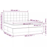 sötétszürke szövet rugós és LED-es ágy matraccal 200x200 cm