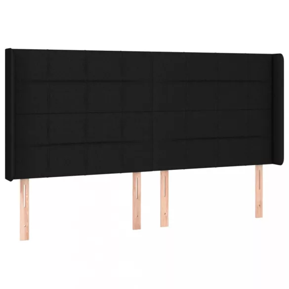 fekete szövet rugós és LED-es ágy matraccal 200x200 cm