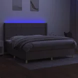 tópszínű szövet rugós és LED-es ágy matraccal 200 x 200 cm
