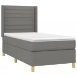 sötétszürke szövet rugós és LED-es ágy matraccal 80 x 200 cm