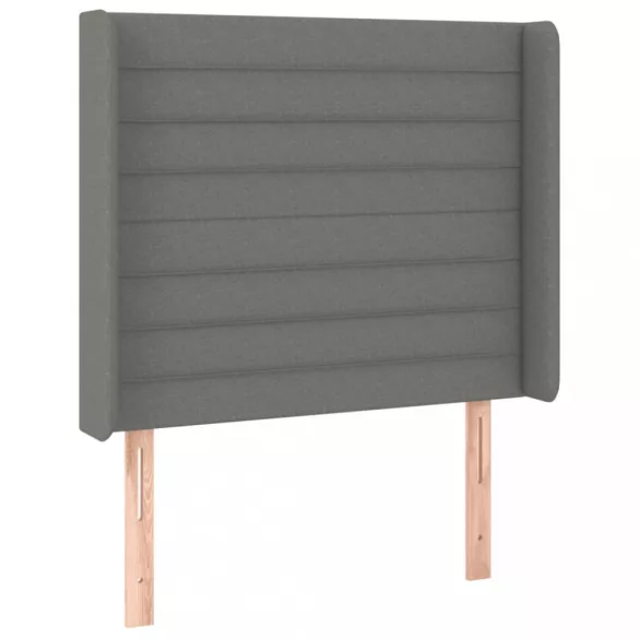 sötétszürke szövet rugós és LED-es ágy matraccal 80 x 200 cm