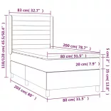 fekete szövet rugós és LED-es ágy matraccal 80 x 200 cm