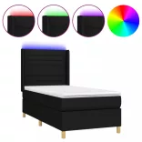 fekete szövet rugós és LED-es ágy matraccal 100x200 cm