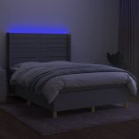 világosszürke szövet rugós és LED-es ágy matraccal 140x190 cm