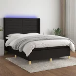 fekete szövet rugós és LED-es ágy matraccal 140x190 cm