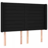fekete szövet rugós és LED-es ágy matraccal 140x200 cm
