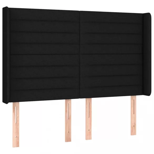 fekete szövet rugós és LED-es ágy matraccal 140x200 cm