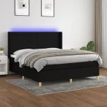 fekete szövet rugós és LED-es ágy matraccal 160x200 cm