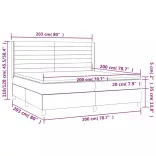 sötétszürke szövet rugós és LED-es ágy matraccal 200x200 cm