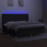 fekete szövet rugós és LED-es ágy matraccal 200x200 cm