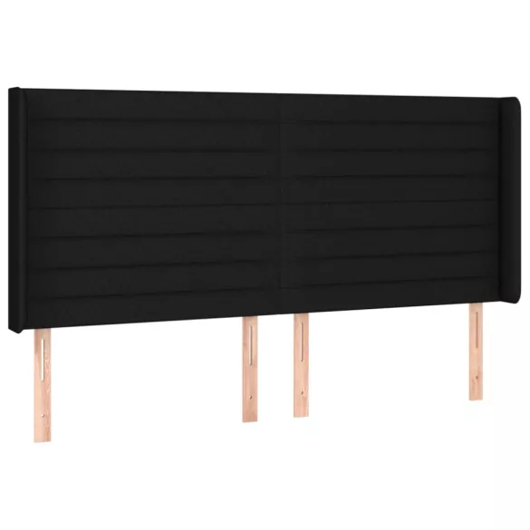 fekete szövet rugós és LED-es ágy matraccal 200x200 cm