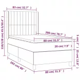 fekete szövet rugós és LED-es ágy matraccal 80 x 200 cm