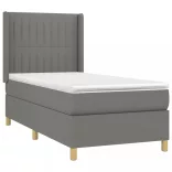 sötétszürke szövet rugós és LED-es ágy matraccal 90x190 cm