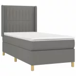 sötétszürke szövet rugós és LED-es ágy matraccal 90x200 cm