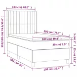 fekete szövet rugós és LED-es ágy matraccal 100x200 cm