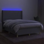 világosszürke szövet rugós és LED-es ágy matraccal 140x190 cm