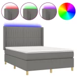 sötétszürke szövet rugós és LED-es ágy matraccal 140x190 cm