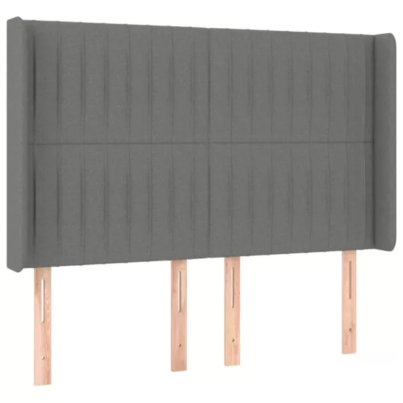sötétszürke szövet rugós és LED-es ágy matraccal 140x190 cm