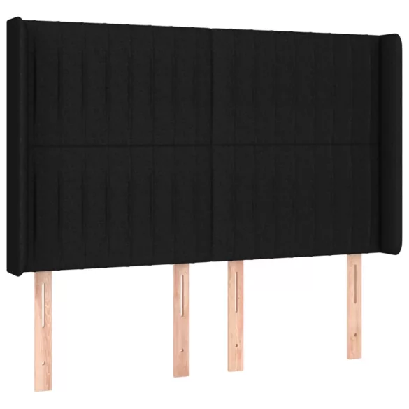 fekete szövet rugós és LED-es ágy matraccal 140x190 cm