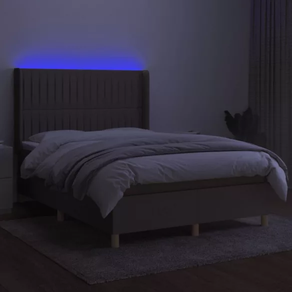 tópszínű szövet rugós és LED-es ágy matraccal 140x190cm