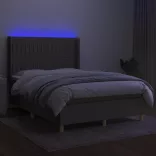 tópszínű szövet rugós és LED-es ágy matraccal 140x200 cm