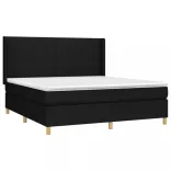 fekete szövet rugós és LED-es ágy matraccal 160x200 cm